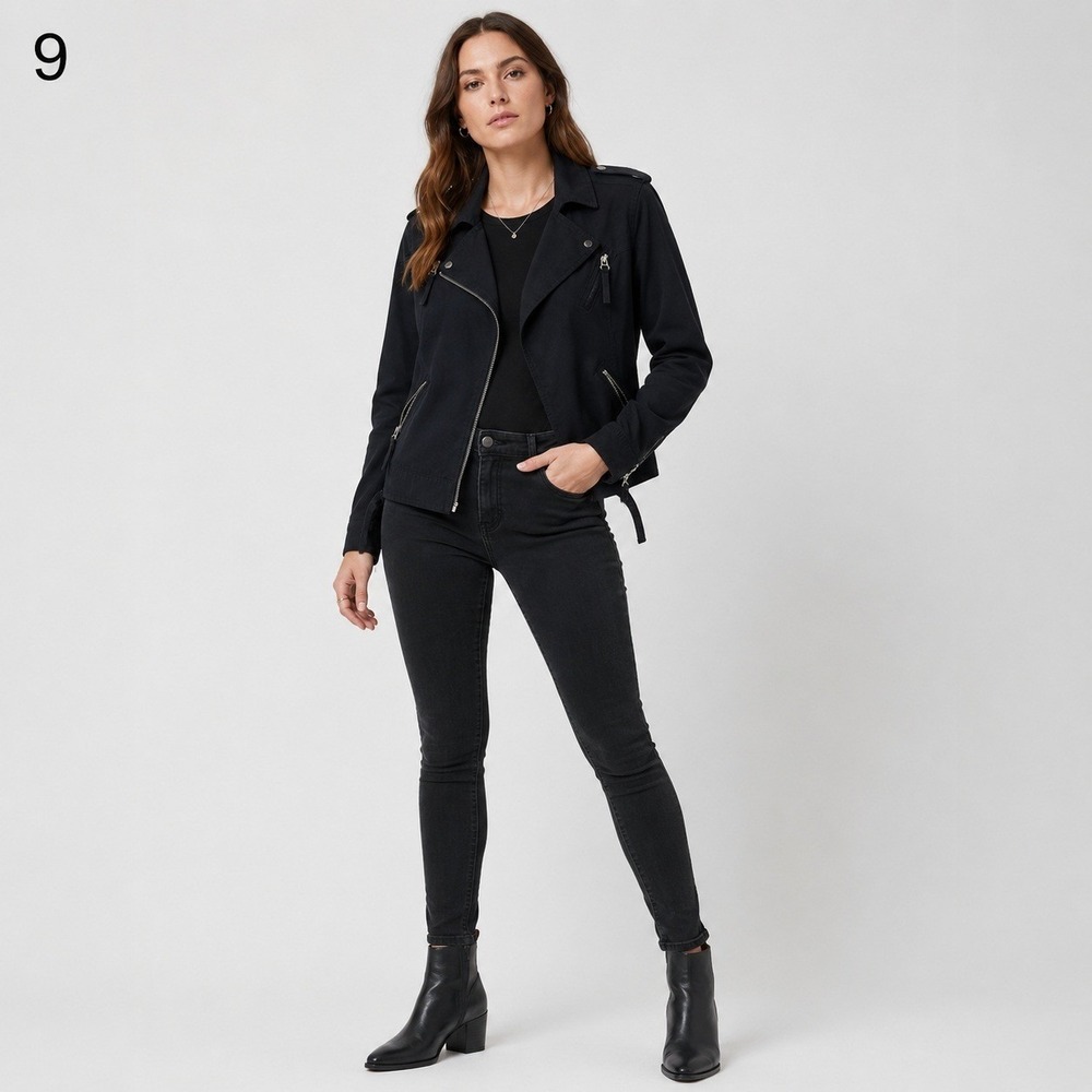 Miss Me Asymmetrical Zip Moto Jacket Womens Small Black Cotton Zip Pockets